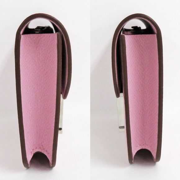Hermes Constance Slim Compact Wallet Accessory Mauve Silvestre Silver Pink - Picture 4 of 6